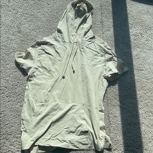 Mens Beige Hooded short sleeve shirt